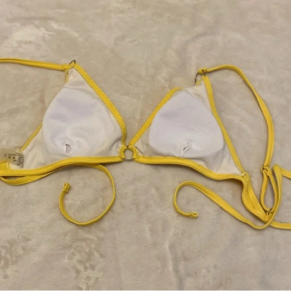 SHEIN Sunny Yellow Ribbed Bikini Top